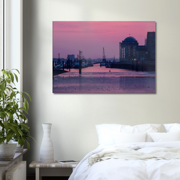 Hamburger Hafen als Hafenportrait - Ein tolles Bild auf Canvas Leinwand für das Schlafzimmer