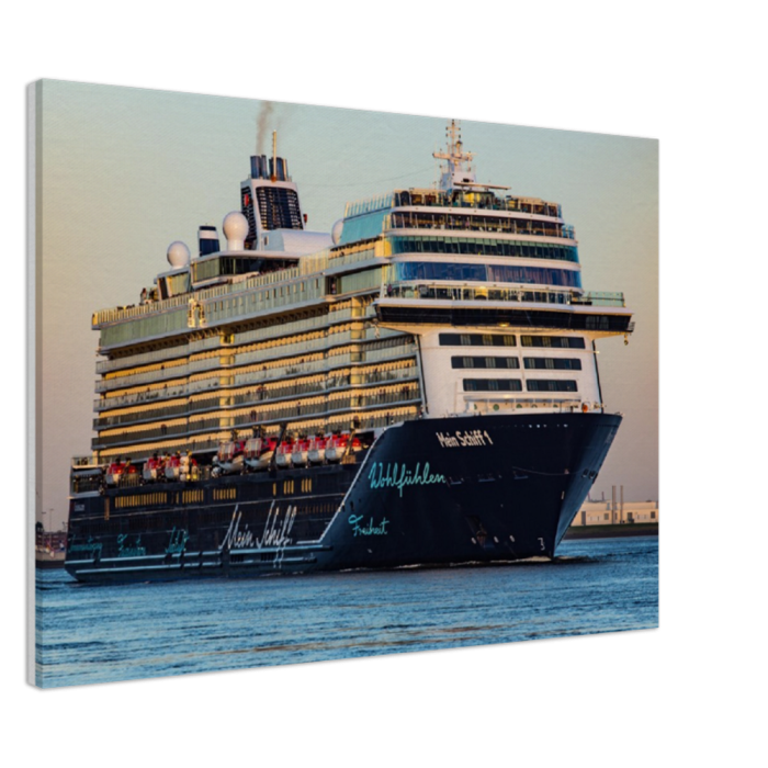Mein Schiff 1 auf der Elbe von Hamburg auslaufend Fotografie - Bild auf Canvas Leinwand