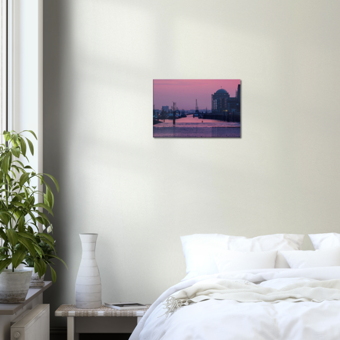 Hamburger Hafen als Hafenportrait - Kleines Leinwandbild für das Schlafzimmer