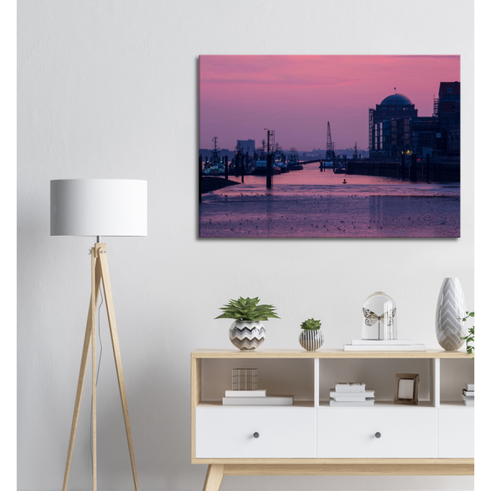 Hamburger Hafen als Hafenportrait - Ein tolles Bild auf Canvas Leinwand für das Wohnzimmer