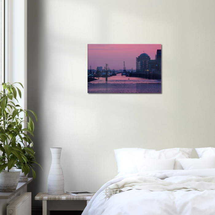 Hamburger Hafen als Hafenportrait - Mittleres Format Leinwandbild für das Schlafzimmer