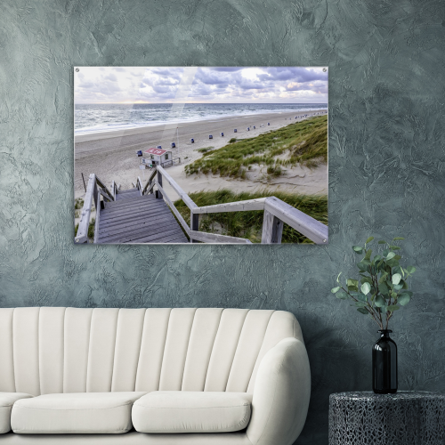Strandtreppe Sylt - Wennigstedter Strandtreppen Leinwandbild als Acryldruck