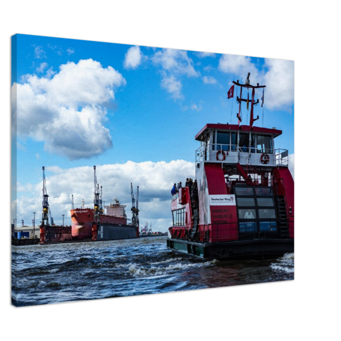Hamburg Hafen - Hamburger Elbfaehre als Canvas Foto-Leinwand