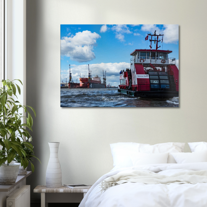 Hamburg Hafen - Hamburger Elbfaehre - Fotokunst für das Schlafzimmer