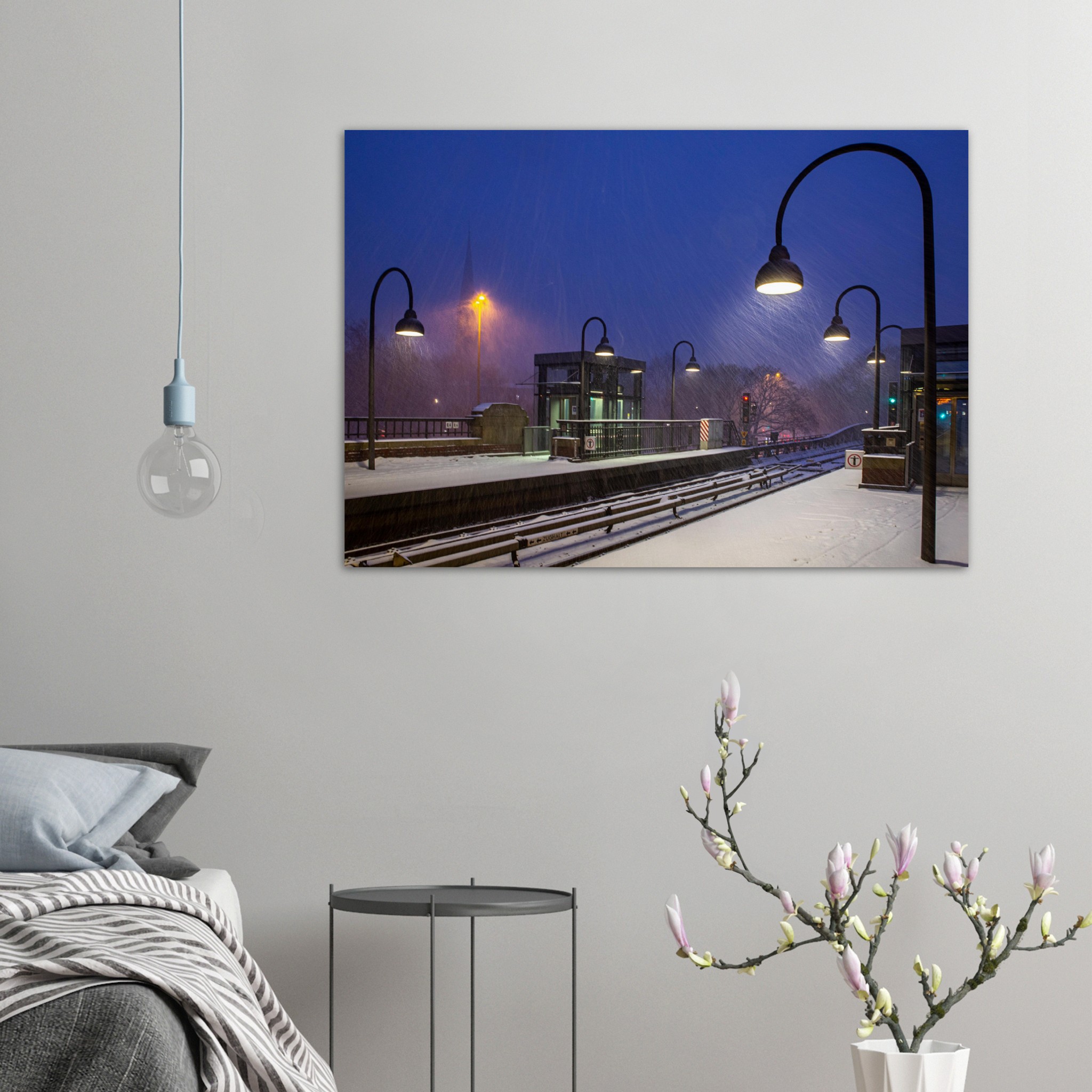 Fotografie U-Bahnhof Mundburg Winter in Hamburg - Bilder für dein Schlafzimmer